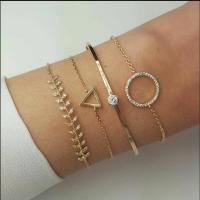 Zinklegierung Armband-Set, plattiert, für Frau & mit Strass, goldfarben, verkauft von setzen