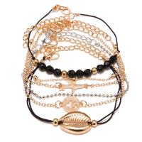 aleación de zinc Pulsera, chapado, 5 piezas & cadena oval & cadena de la bola & para mujer, longitud:aproximado 6.9 Inch, aproximado  7.3 Inch, aproximado  7.5 Inch, aproximado  7.9 Inch, 5Strandsfilamento/Set, Vendido por Set