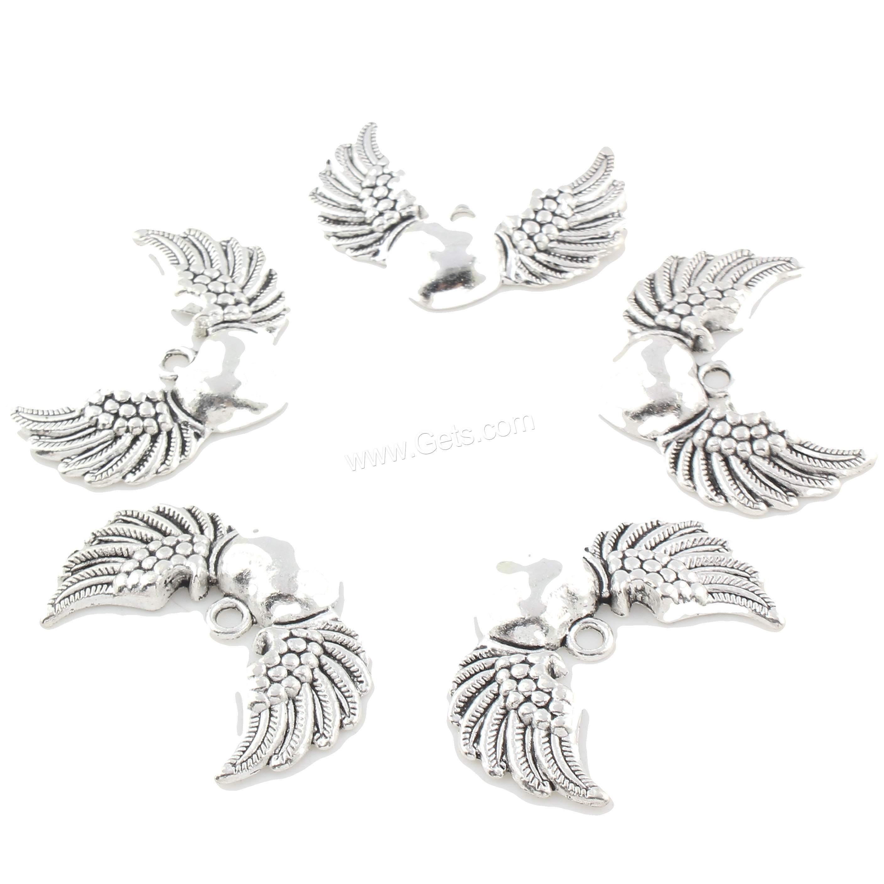 Aile en forme de pendentifs en alliage de Zinc, forme d'aile, Placage, plus de couleurs à choisir, 26x36x4mm, Trou:Environ 2mm, Environ 155PC/sac, Vendu par sac