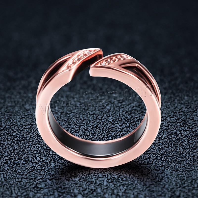 Titan Stahl Fingerring, Edelstahl, mit Porzellan, Kreisring, plattiert, verschiedene Größen vorhanden & verschiedene Stile für Wahl & Micro pave Zirkonia & für Frau, 5.3mm, 2.4mm, 22mm, Größe:6-10, verkauft von PC