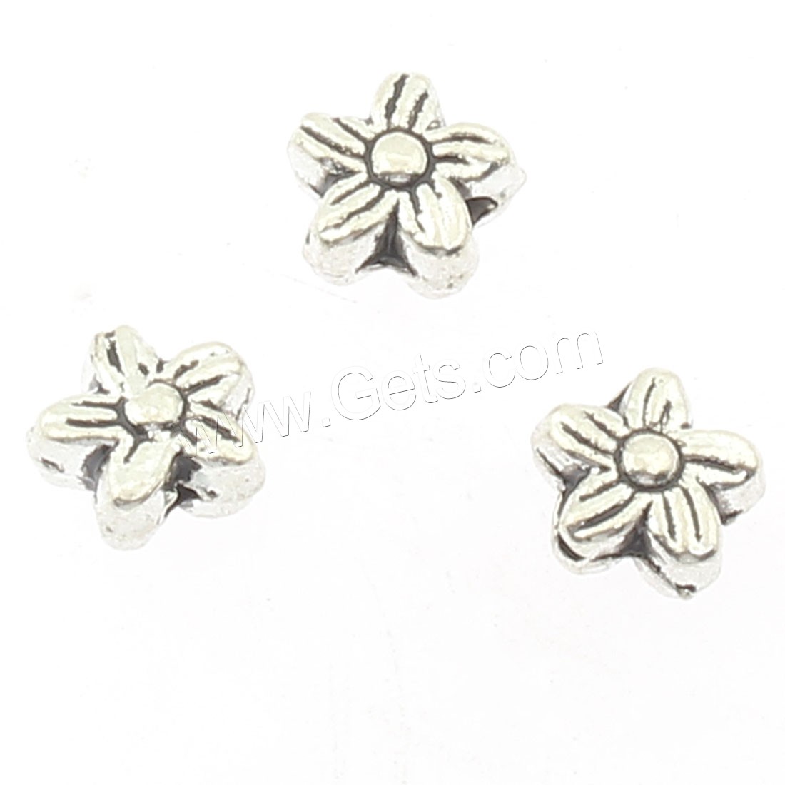 Zinklegierung Blumenperlen, plattiert, keine, 6x6x4mm, Bohrung:ca. 1mm, ca. 1086PCs/Tasche, verkauft von Tasche