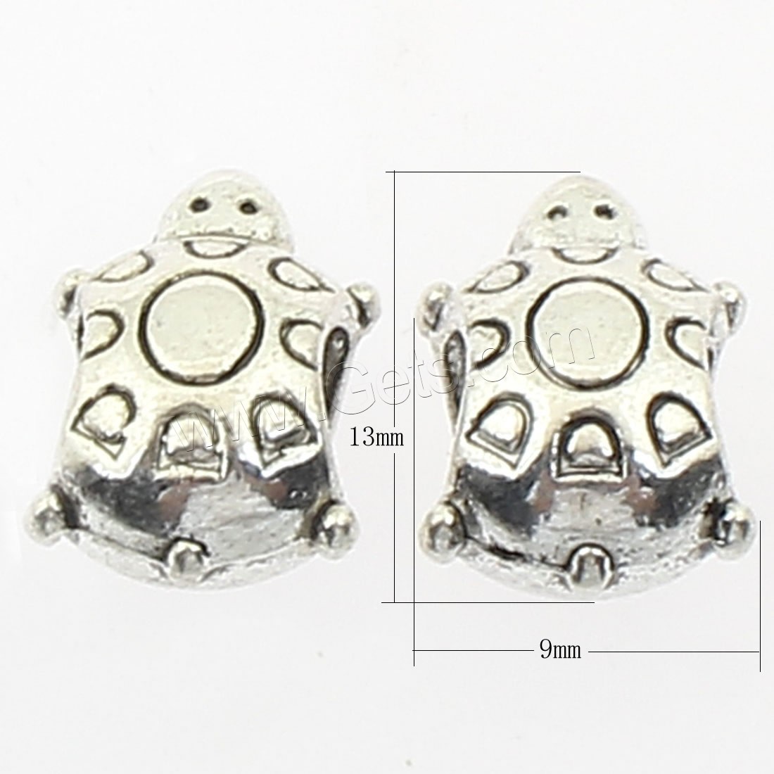 Zinc Alloy Animal Beads, Turtle, plated, more colors for choice, 13x9mm, Hole:Approx 5mm, Approx 250PCs/Bag, Sold By Bag