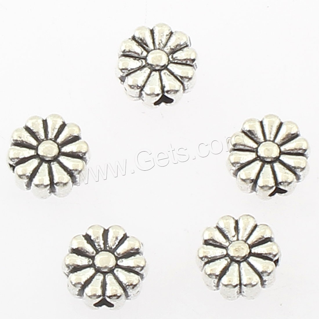 Zinklegierung Blumenperlen, plattiert, keine, 5x5x3mm, Bohrung:ca. 5mm, ca. 165PCs/Tasche, verkauft von Tasche