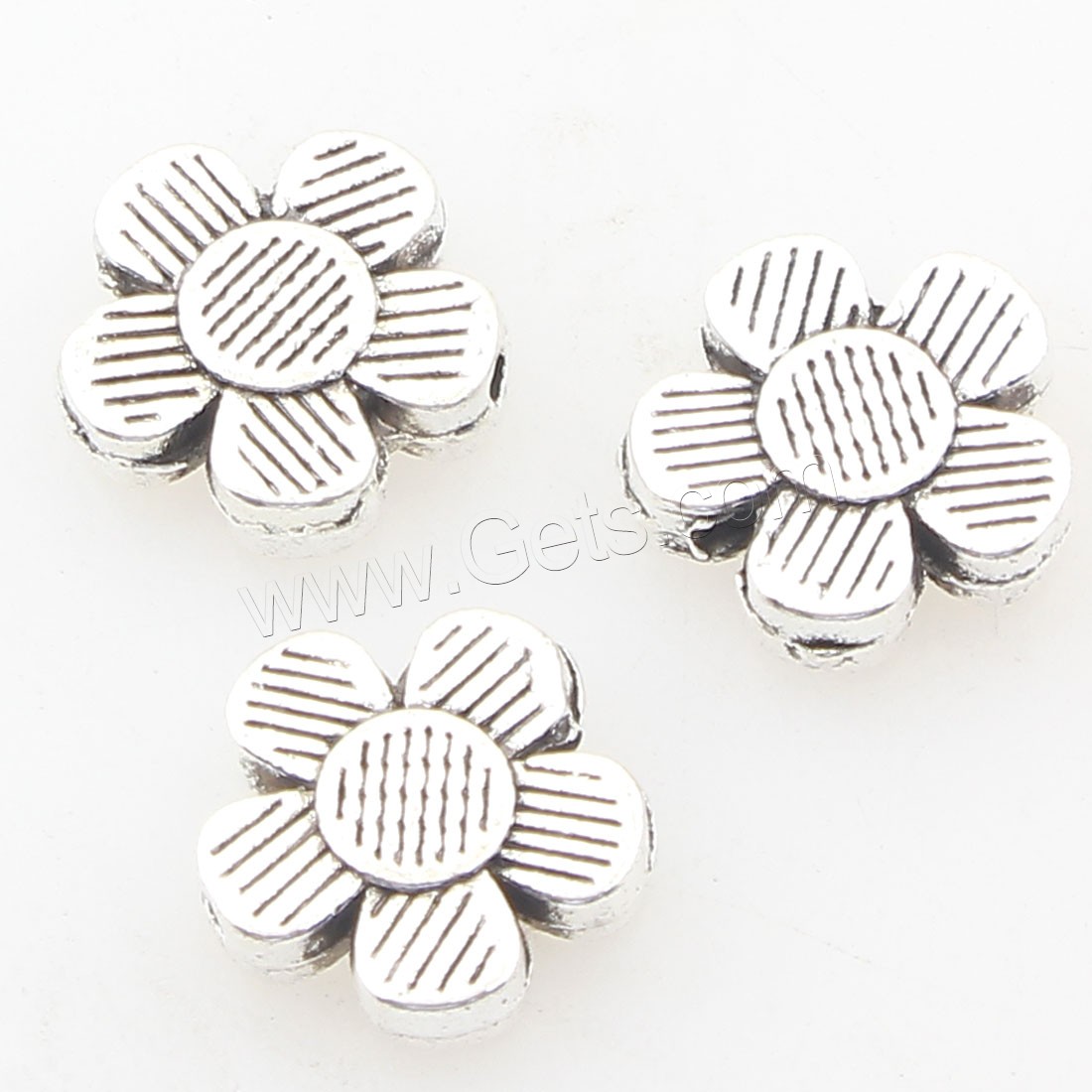 Zinklegierung Blumenperlen, plattiert, keine, 10x10x3mm, Bohrung:ca. 1mm, ca. 415PCs/Tasche, verkauft von Tasche