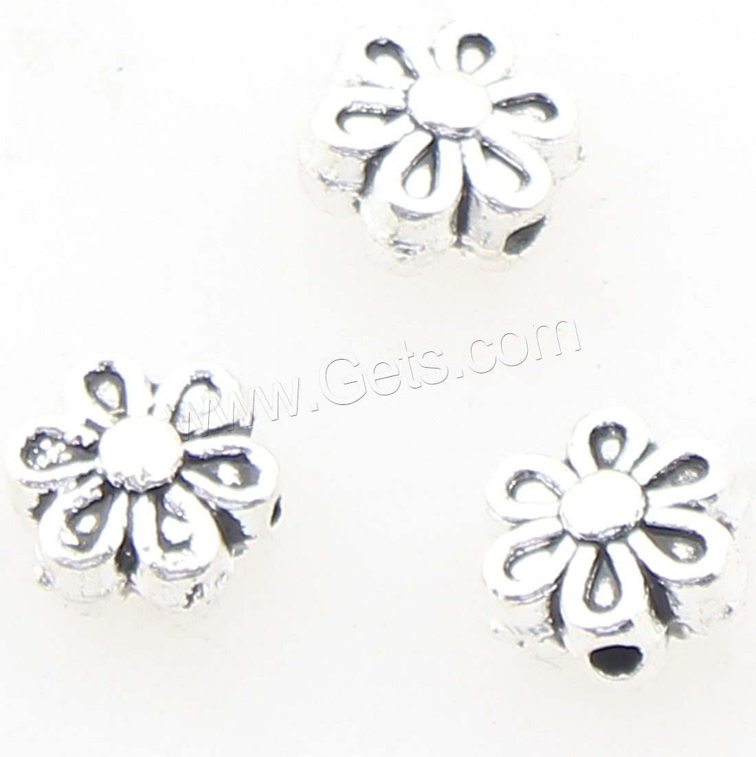 Abalorios de Aleación de Zinc en Forma Flor, chapado en color de plata antigua, 6x6mm, agujero:aproximado 1mm, aproximado 1190PCs/Bolsa, Vendido por Bolsa