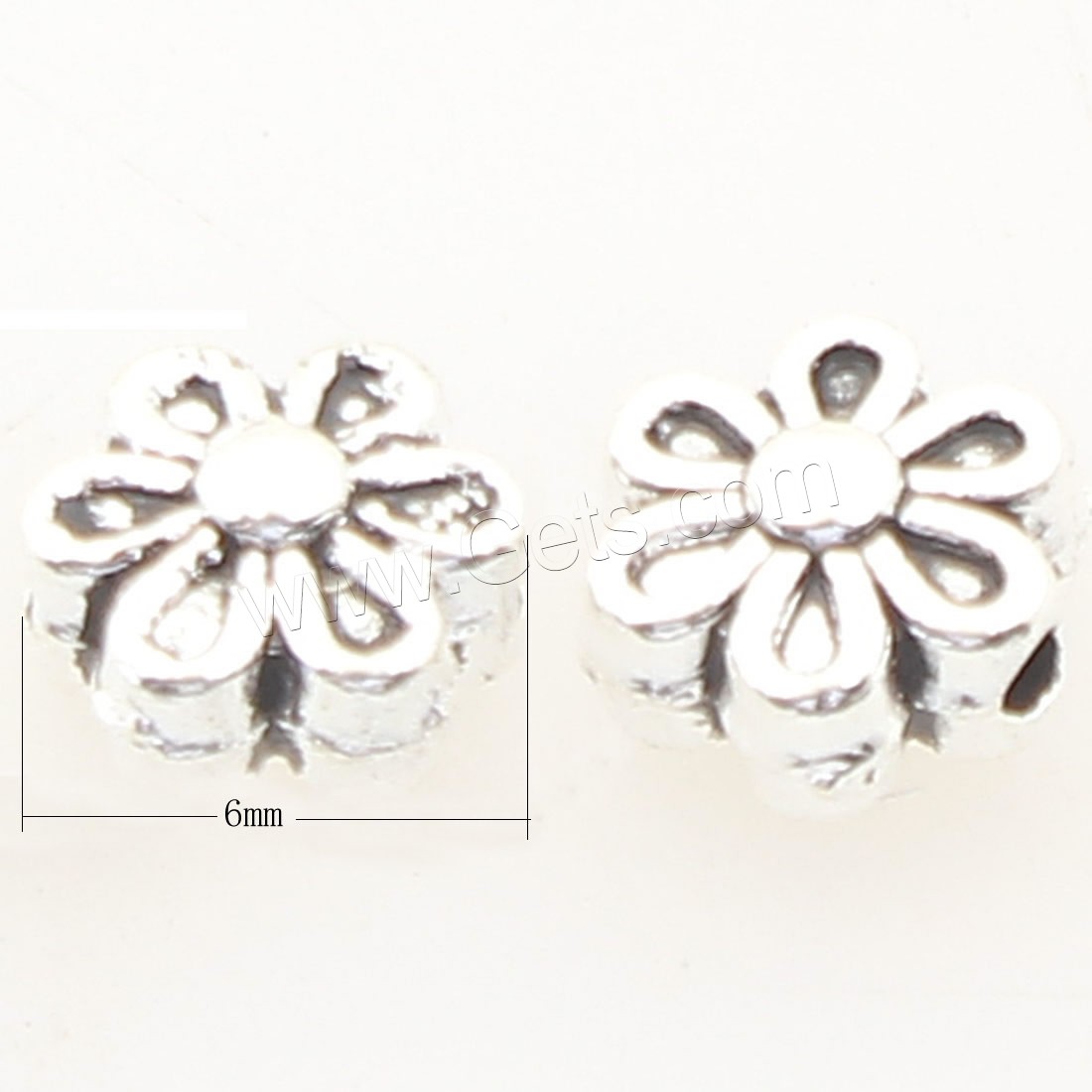 Abalorios de Aleación de Zinc en Forma Flor, chapado en color de plata antigua, 6x6mm, agujero:aproximado 1mm, aproximado 1190PCs/Bolsa, Vendido por Bolsa