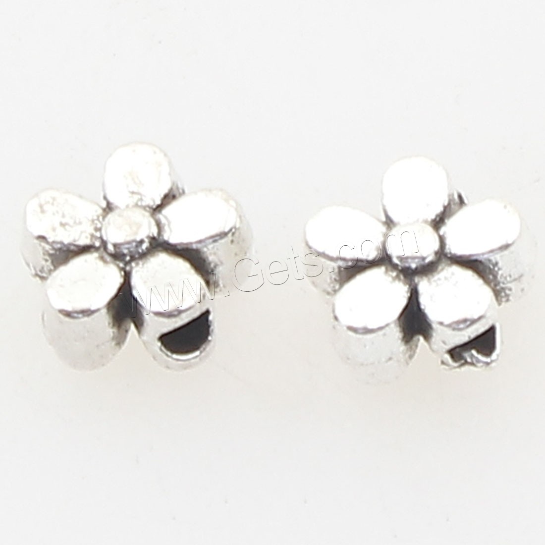 Abalorios de Aleación de Zinc en Forma Flor, chapado en color de plata antigua, 5x5x3mm, agujero:aproximado 1mm, aproximado 2500PCs/Bolsa, Vendido por Bolsa