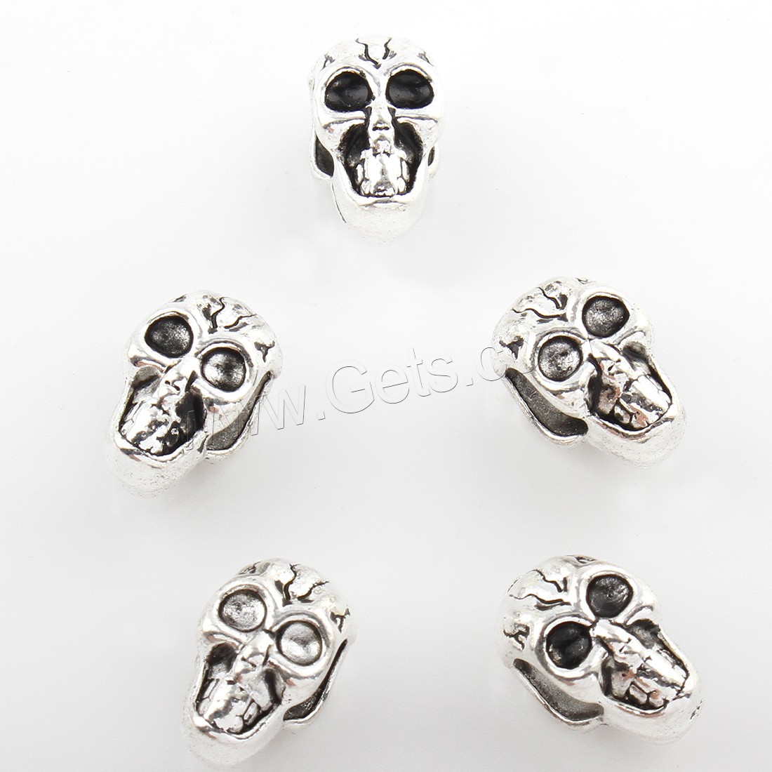 Zinc Alloy Jewelry Beads, Skull, plated, more colors for choice, 7x12mm, Hole:Approx 5mm, Approx 199PCs/Bag, Sold By Bag