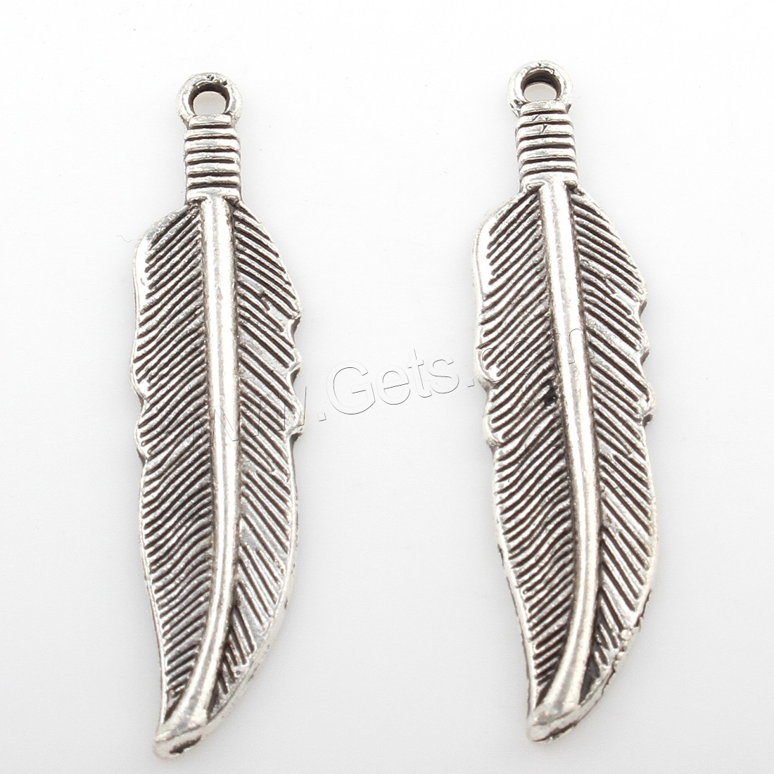 Zinc Alloy Feather Pendants, plated, more colors for choice, 10x41mm, Hole:Approx 2mm, Approx 177PCs/Bag, Sold By Bag