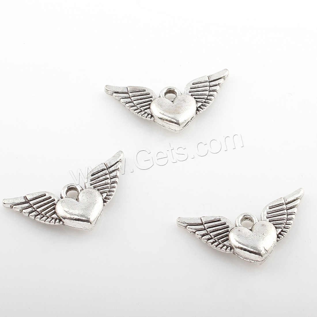 Colgantes de Aleación de Zinc en Forma de Corazón, Corazón con alas, chapado, más colores para la opción, 12x25mm, agujero:aproximado 2mm, aproximado 207PCs/Bolsa, Vendido por Bolsa