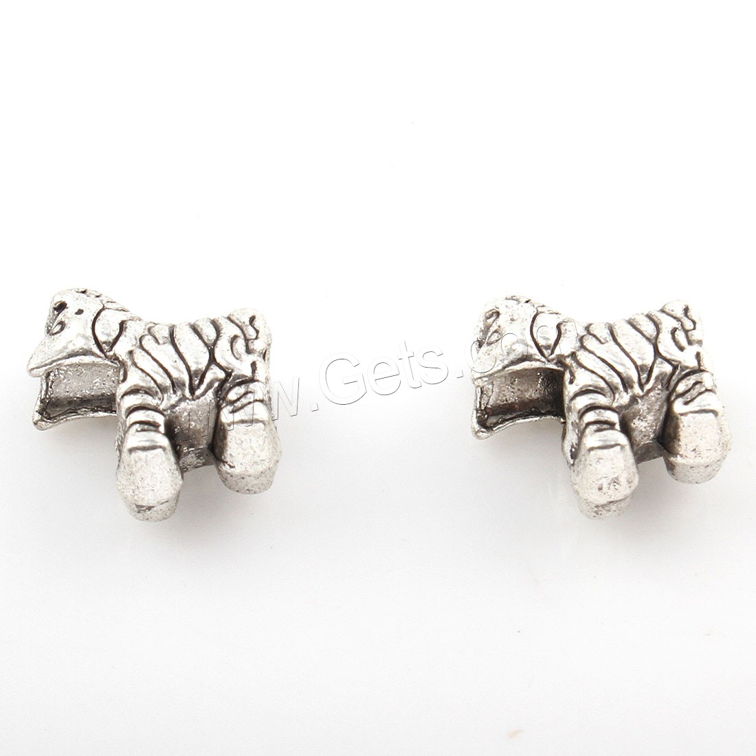 Zinklegierung Tier Perlen, Zebra, plattiert, keine, 7x12mm, Bohrung:ca. 4mm, ca. 226PCs/Tasche, verkauft von Tasche