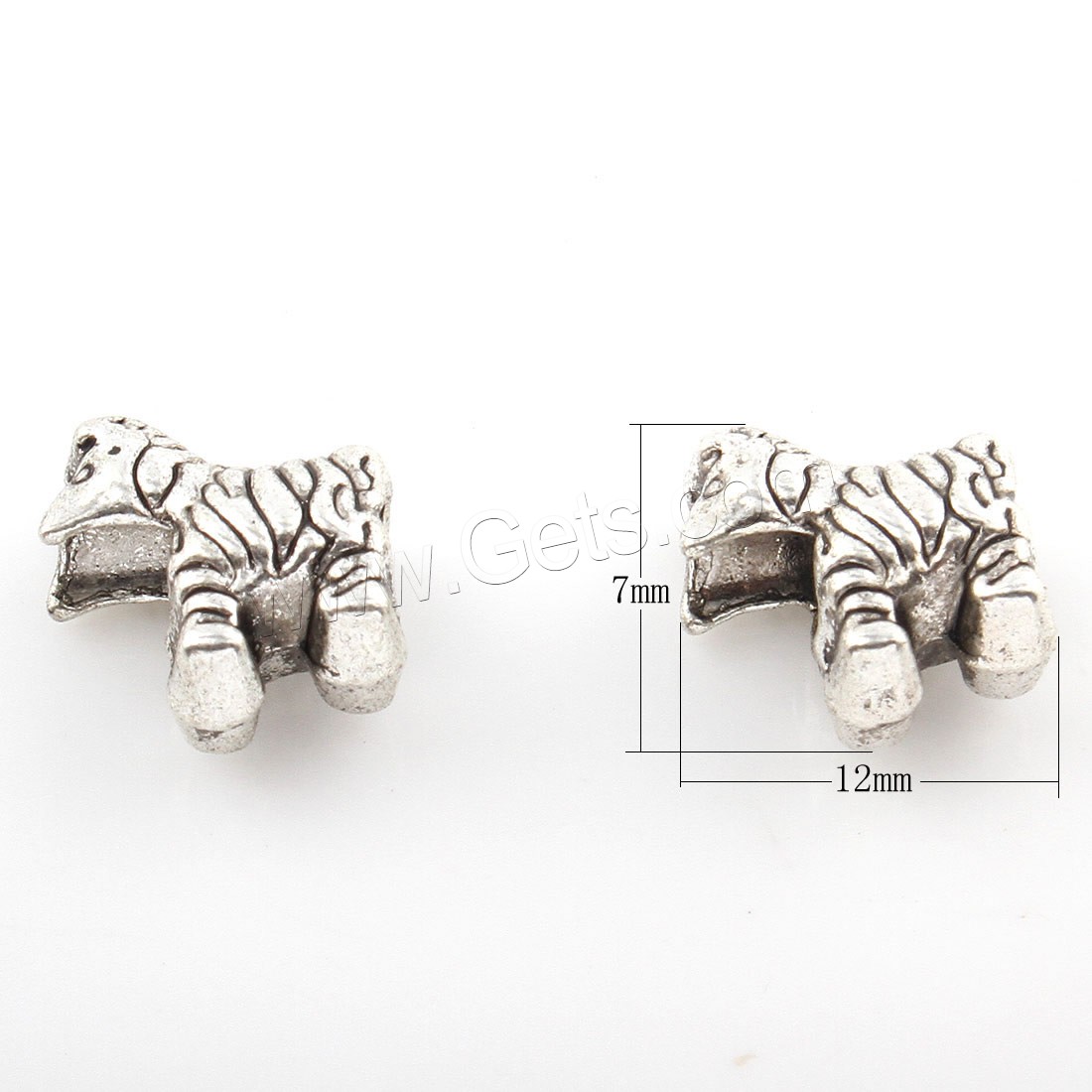 Zinklegierung Tier Perlen, Zebra, plattiert, keine, 7x12mm, Bohrung:ca. 4mm, ca. 226PCs/Tasche, verkauft von Tasche