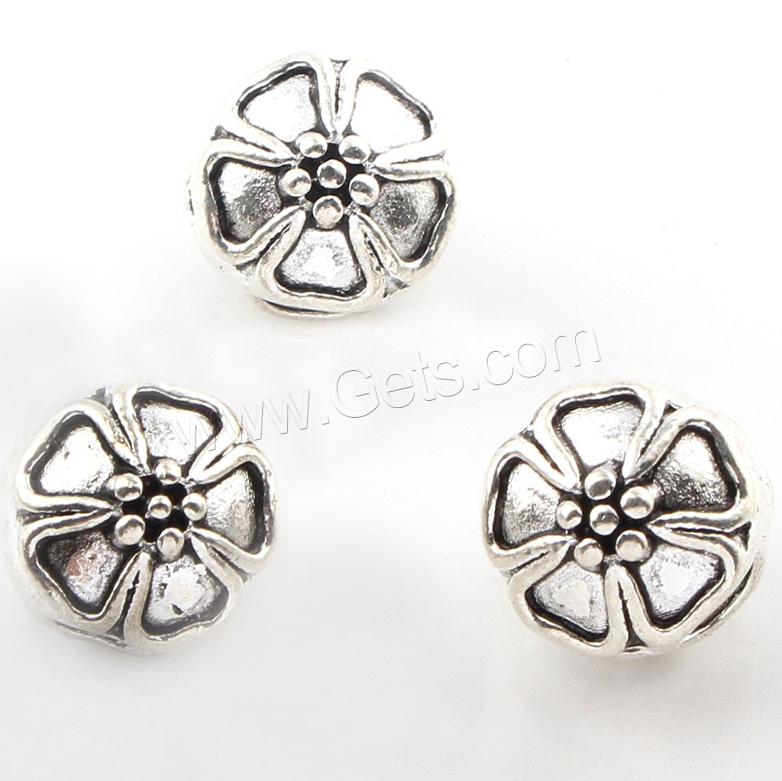 Abalorios de Aleación de Zinc en Forma Flor, chapado en color de plata antigua, 11x9mm, agujero:aproximado 4mm, aproximado 88PCs/Bolsa, Vendido por Bolsa