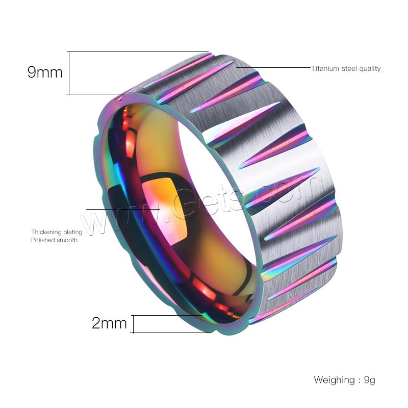 チタン鋼の指環, チタン鋼, ドーナツ型, メッキ, 異なるサイズの選択 & 男性用, 無色, 9mm, 2mm, サイズ:7-11, 売り手 パソコン