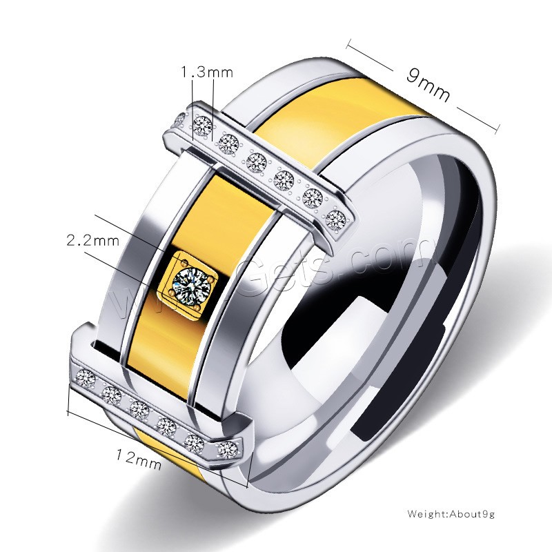 Titan Stahl Fingerring, Titanstahl, Kreisring, plattiert, verschiedene Größen vorhanden & für den Menschen & mit Strass, keine, 9mm, 12mm, Größe:7-12, verkauft von PC