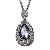 Zinc Alloy Rhinestone Pendants, Teardrop, plated, for woman & with rhinestone 65mm 