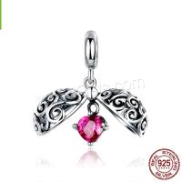 Pendentifs en strass argent , Argent sterling 925, Insecte, Placage, avec strass Environ 2-3mm, Vendu par PC