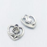 Colgantes de Aleación de Zinc en Forma de Corazón, chapado en color de plata antigua, hueco, 18x16x2mm, agujero:aproximado 2mm, 100PCs/Bolsa, Vendido por Bolsa