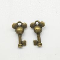 Zinklegierung Schlüssel Anhänger, antike Bronzefarbe plattiert, 17x10x6mm, Bohrung:ca. 2mm, 100PCs/Tasche, verkauft von Tasche