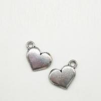 Colgantes de Aleación de Zinc en Forma de Corazón, chapado en color de plata antigua, 15x10x2.3mm, agujero:aproximado 2mm, 100PCs/Bolsa, Vendido por Bolsa