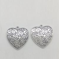 Colgantes de Aleación de Zinc en Forma de Corazón, chapado en color de plata antigua, 24x23x2.4mm, agujero:aproximado 2mm, 50PCs/Bolsa, Vendido por Bolsa