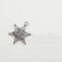 Zinc Alloy Star Pendant, Hexagram, antique silver color plated Approx 2mm 