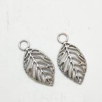 Pendentifs feuilles en alliage de zinc , Plaqué de couleur d'argent, creux Environ 2mm Vendu par sac