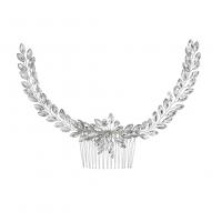 Bridal Decorative Hair Comb, Zinc Alloy, platinum color plated, for bridal, 60*240mm 