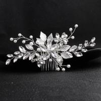 Bridal Decorative Hair Comb, Zinc Alloy, platinum color plated, for bridal, 70*150mm 