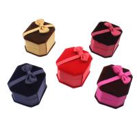 Velvet Ring Box, Velveteen, with Cardboard & Nylon, Square, plated 