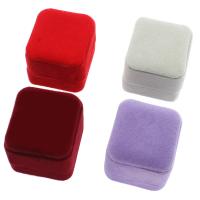 Velvet Ring Box, Velveteen, with Cardboard, Square, plated 