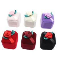 Velvet Ring Box, Velveteen, with Cardboard & Nylon, Square, plated 