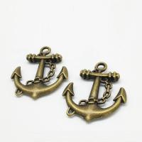 Zinc Alloy Ship Wheel & Anchor Pendant, antique bronze color plated Approx 2mm 