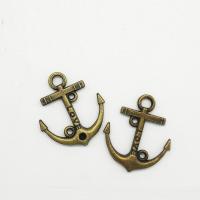 Zinc Alloy Ship Wheel & Anchor Pendant, antique bronze color plated Approx 2mm 