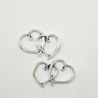 Zinc Alloy Heart Pendants, antique silver color plated, hollow 