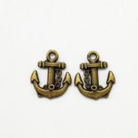 Zinc Alloy Ship Wheel & Anchor Pendant, antique bronze color plated Approx 2mm 