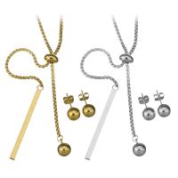 Fashion Stainless Steel Jewelry Sets, Stud Earring & necklace, box chain & for woman 2mm,8mm Approx 19 Inch 