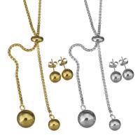 Fashion Stainless Steel Jewelry Sets, Stud Earring & necklace, box chain & for woman 2mm,8mm Approx 19 Inch 