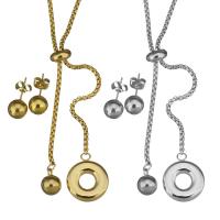 Fashion Stainless Steel Jewelry Sets, Stud Earring & necklace, box chain & for woman 2mm,8mm Approx 19 Inch 