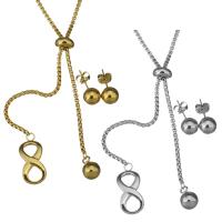 Fashion Stainless Steel Jewelry Sets, Stud Earring & necklace, box chain & for woman 2mm,8mm Approx 19 Inch 