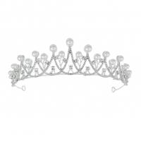 Bridal Tiaras, Zinc Alloy, Crown, plated, for bridal & with rhinestone 140*50mm 