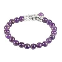 Pierre naturelle bracelet, avec alliage de zinc, Placage, pour femme, violet, 8mm Environ 7.8 pouce, Vendu par brin