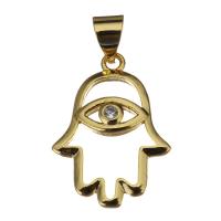 Colgante de Micro Pavé de Zirconía Cúbica, metal, Hamsa, micro arcilla de zirconia cúbica, 15x20x2.5mm, agujero:aproximado 4mm, Vendido por UD