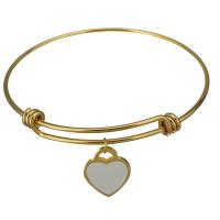 Bracelet en acier inoxydable, coeur, pour femme, Or 1.5mm,67mm, Vendu par PC