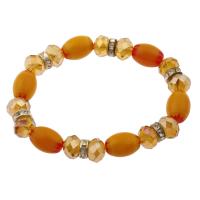 Millefiori Lampwork Bracelet, antique silver color plated, for woman, orange .5 Inch 