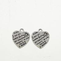 Colgantes de Aleación de Zinc en Forma de Corazón, chapado en color de plata antigua, 21x19x1.2mm, agujero:aproximado 2mm, 100PCs/Bolsa, Vendido por Bolsa