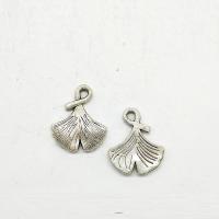 Pendentifs feuilles en alliage de zinc , Plaqué de couleur d'argent Environ 2mm Vendu par sac