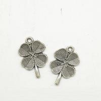 Zink-Legierung Clover Anhänger, Zinklegierung, vierblättriges Kleeblatt, antik silberfarben plattiert, 20x13x1.4mm, Bohrung:ca. 2mm, 100PCs/Tasche, verkauft von Tasche