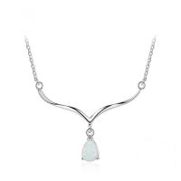 Collier de bijoux en argent , Argent sterling 925, avec Opale, Placage, Avec Pendentif & pour femme, argent Vendu par brin