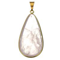 Brass Pendant, with Rose Quartz, gold Approx 